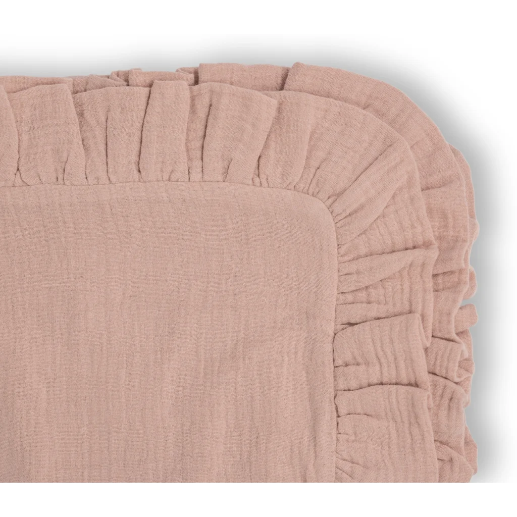 Musselin Kissenhülle mit Rüschen in Rosa von hutch&putch Größe 65x100 cm