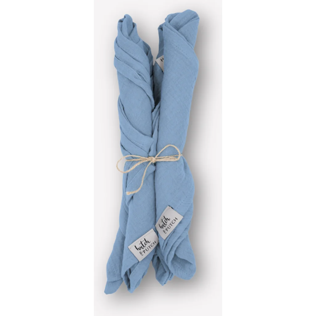 Musselin Stoffserviette 4er-Pack in Blau von hutch&putch Größe 42x42 cm