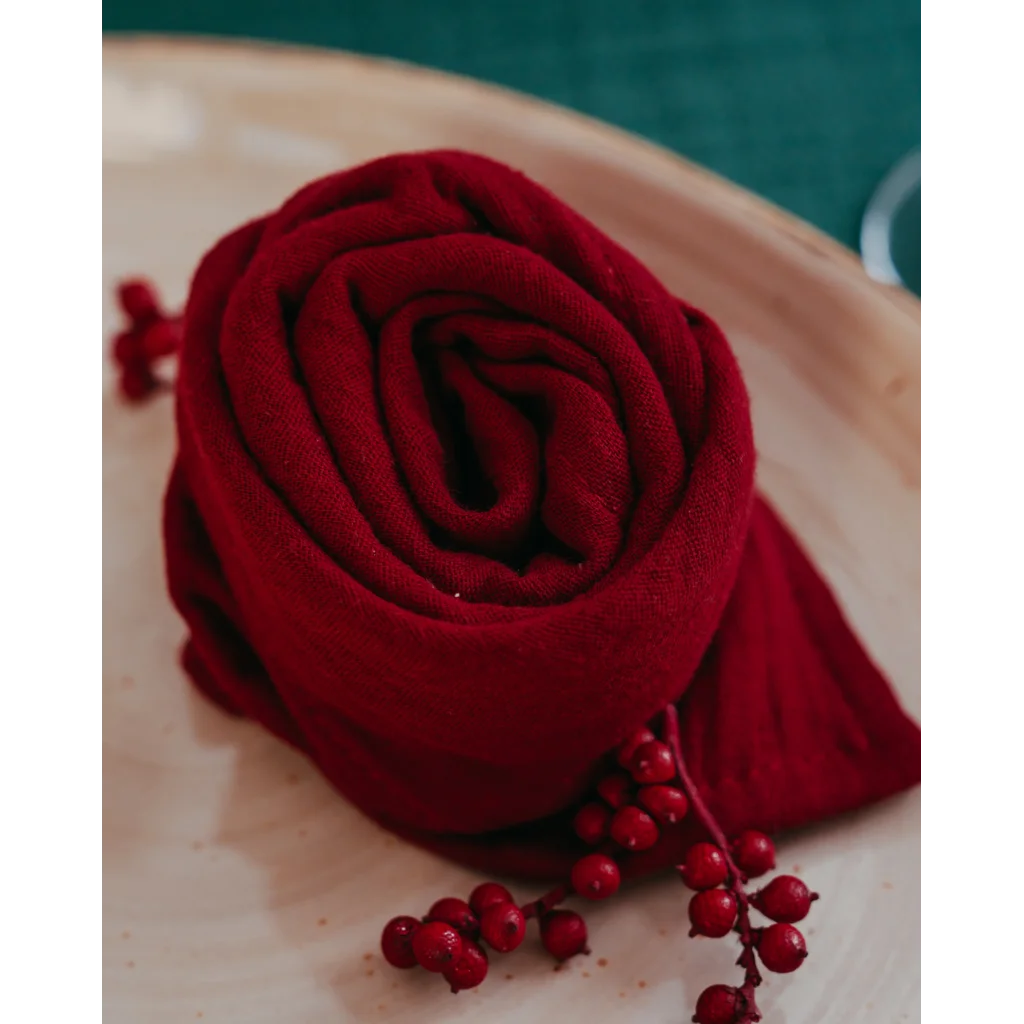 Musselin Stoffserviette 4er-Pack in Cranberry Rot von hutch&putch Größe 42x42 cm