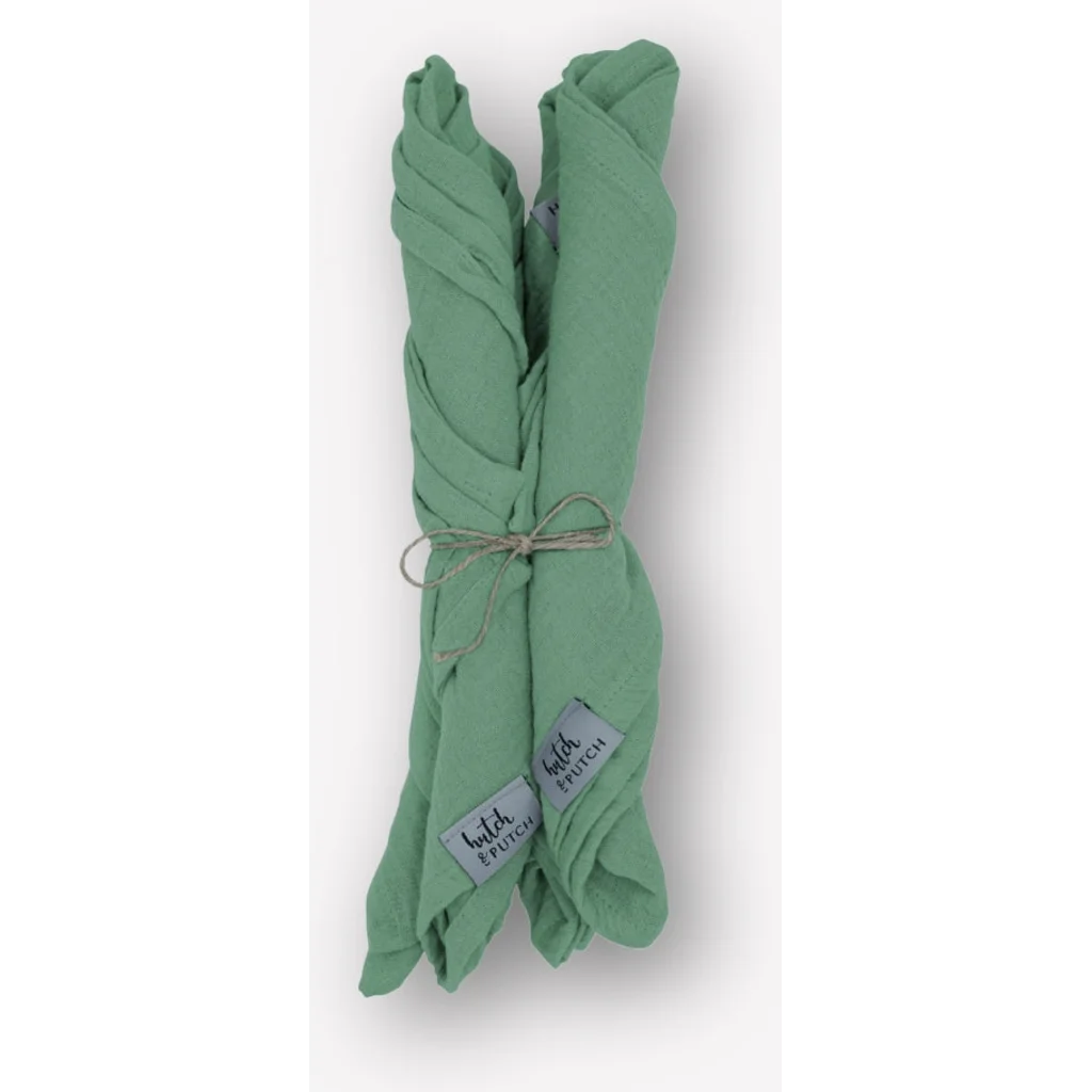 Musselin Stoffserviette 4er-Pack in Eukalyptus Grün von hutch&putch Größe 42x42 cm