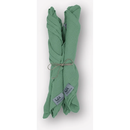 Musselin Stoffserviette 4er-Pack in Eukalyptus Grün von hutch&putch Größe 42x42 cm