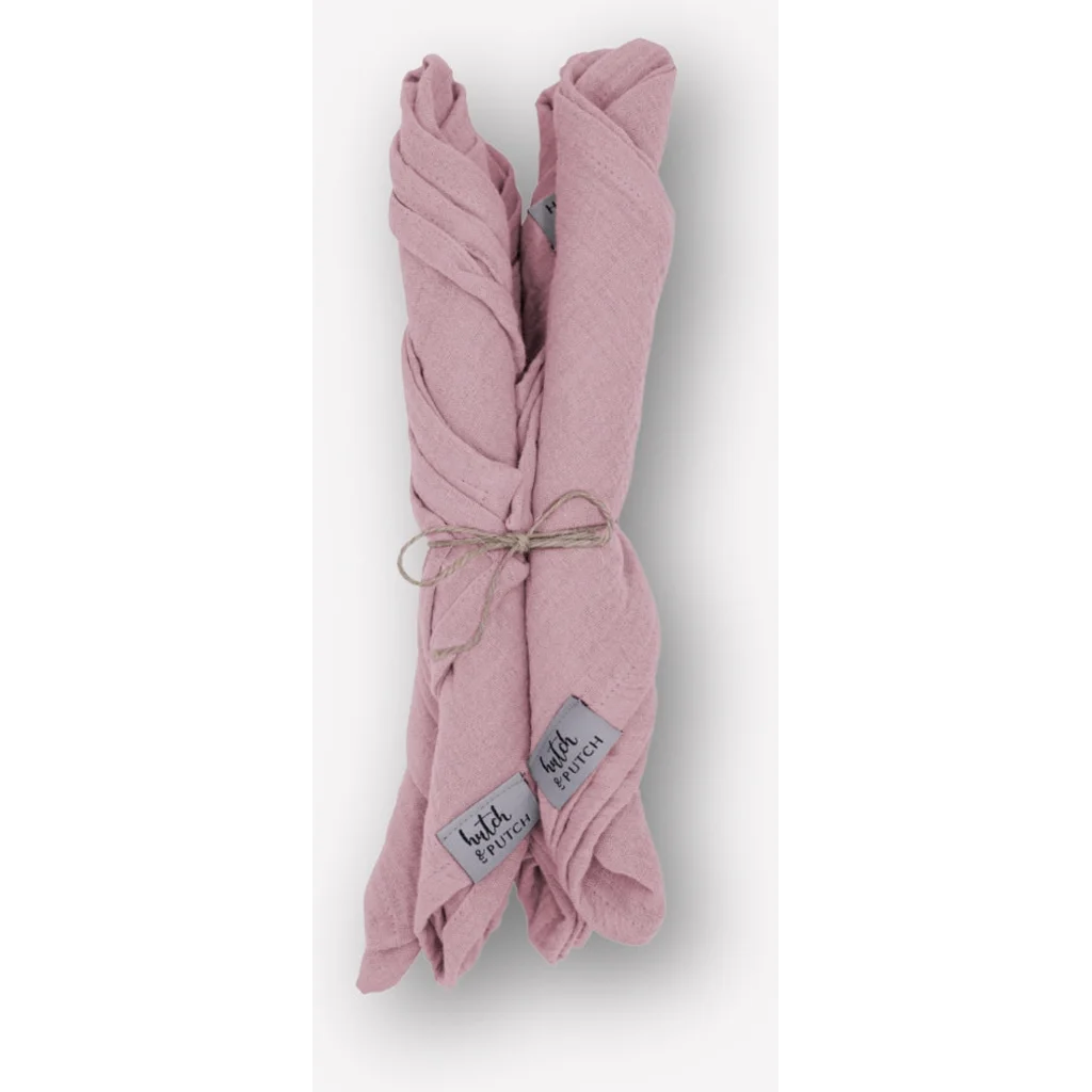 Musselin Stoffserviette 4er-Pack in Mauve Rosa von hutch&putch Größe 42x42 cm