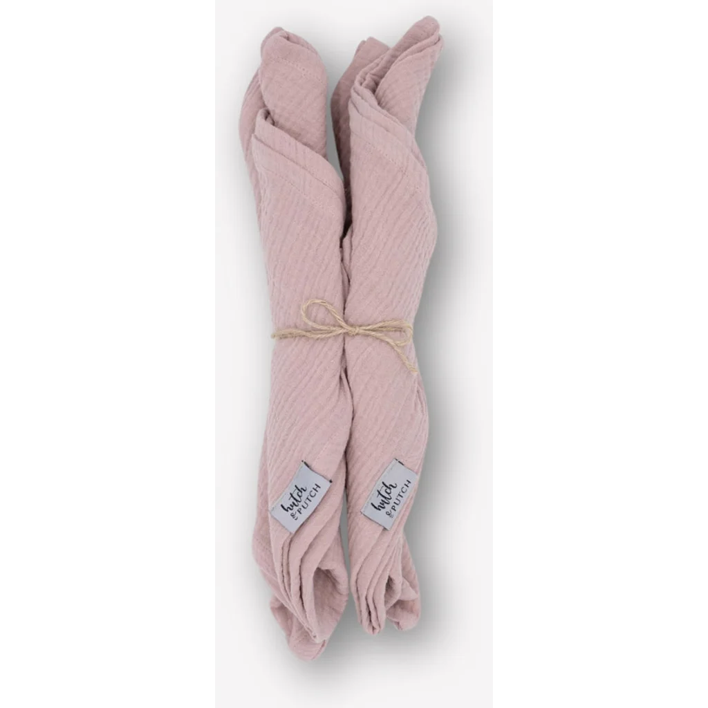 Musselin Stoffserviette 4er-Pack in Rosa von hutch&putch Größe 42x42 cm