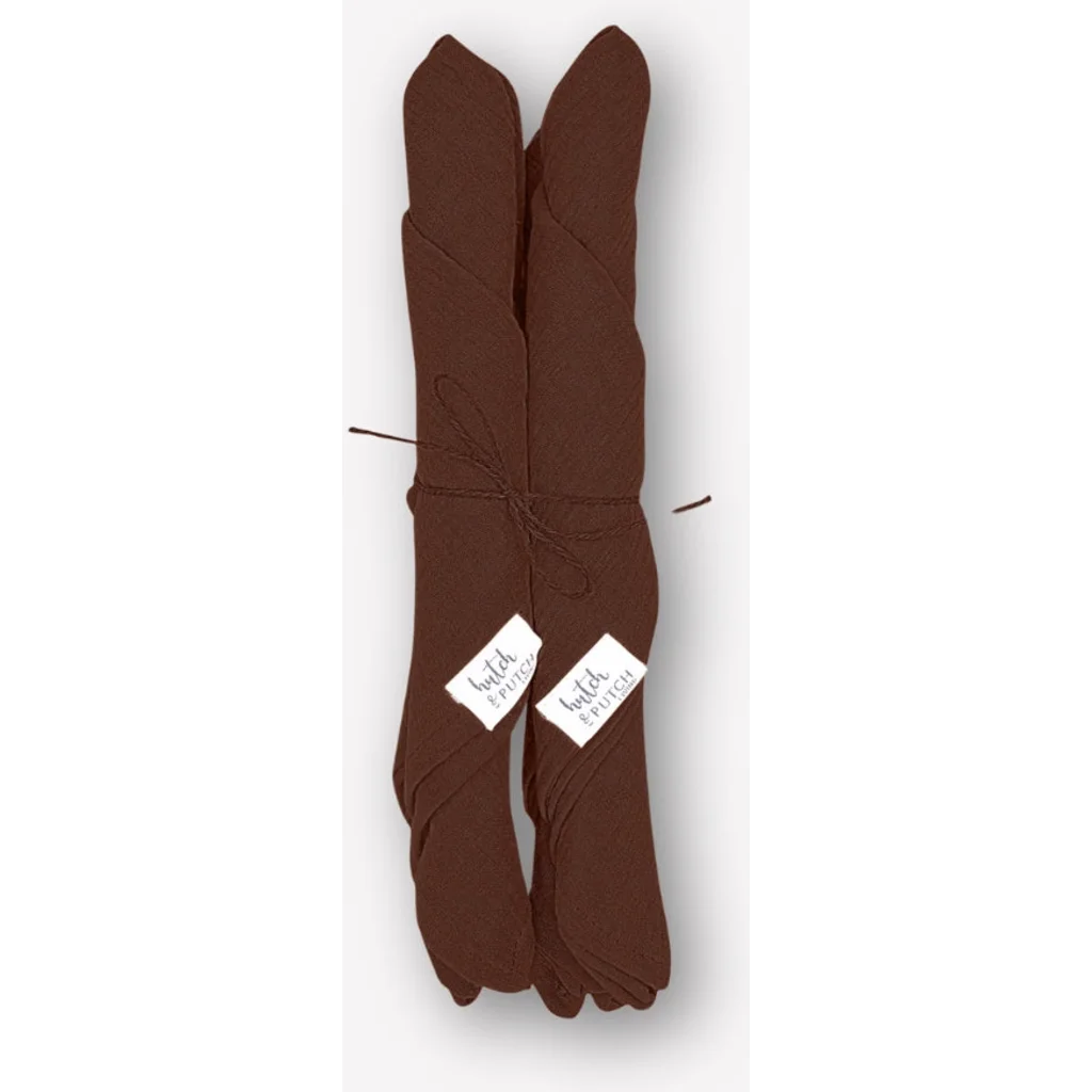 Musselin Stoffserviette 4er-Pack in Schokolade Braun von hutch&putch Größe 42x42 cm