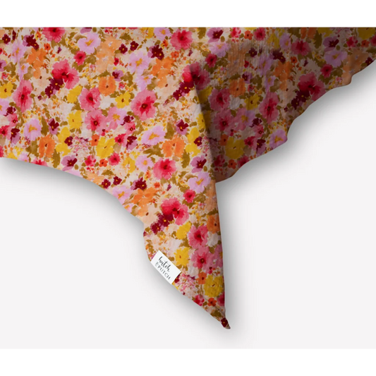 Musselin Tischdecke Blumen in Rosa+Orange+Gelb Muster Blumen von hutch&putch Größe 135x220 cm