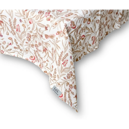 Musselin Tischdecke Blumen in Weiß+Beige+Pink Muster Blumen von hutch&putch Größe 135x135 cm
