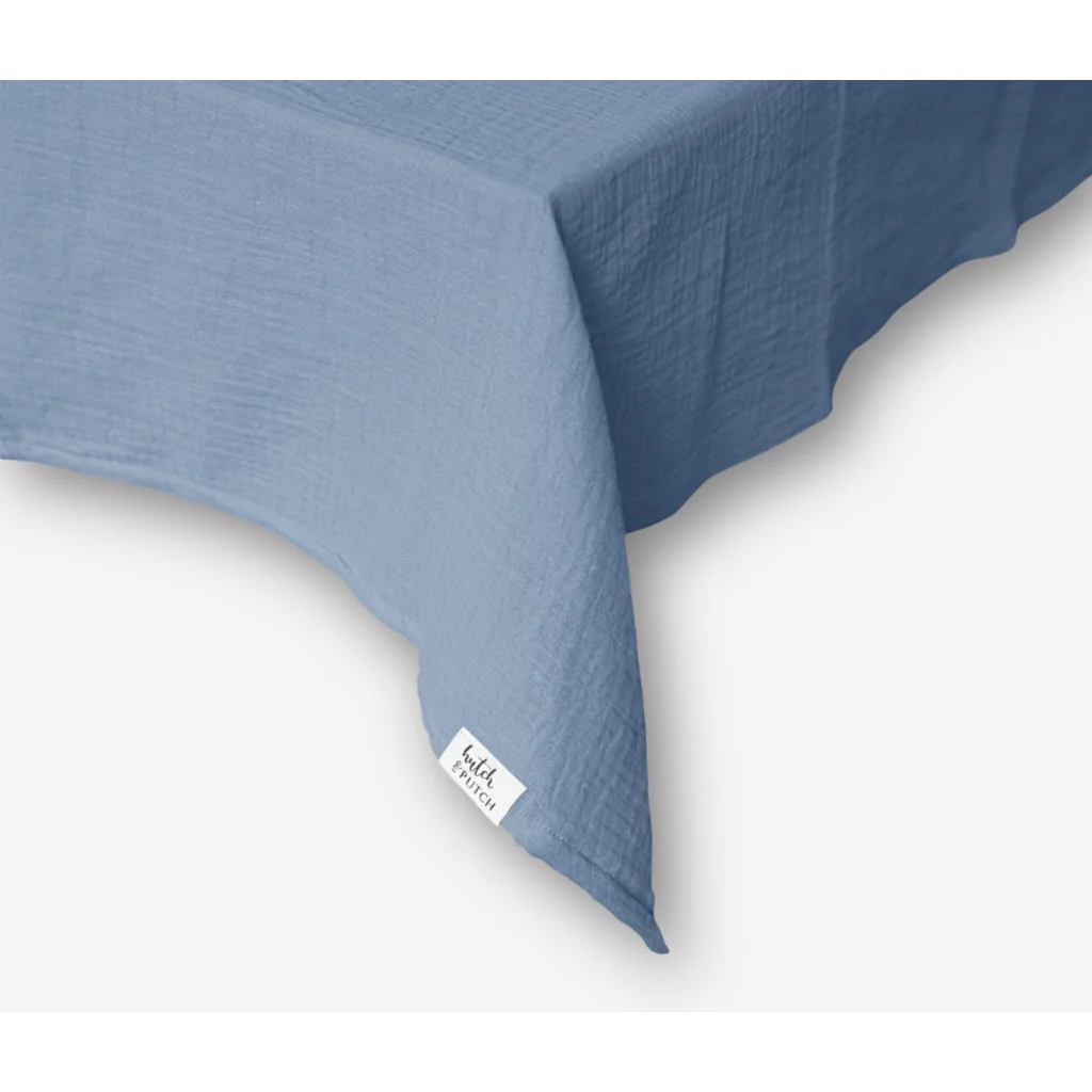 Musselin Tischdecke in Blau von hutch&putch Größe 135x220 cm