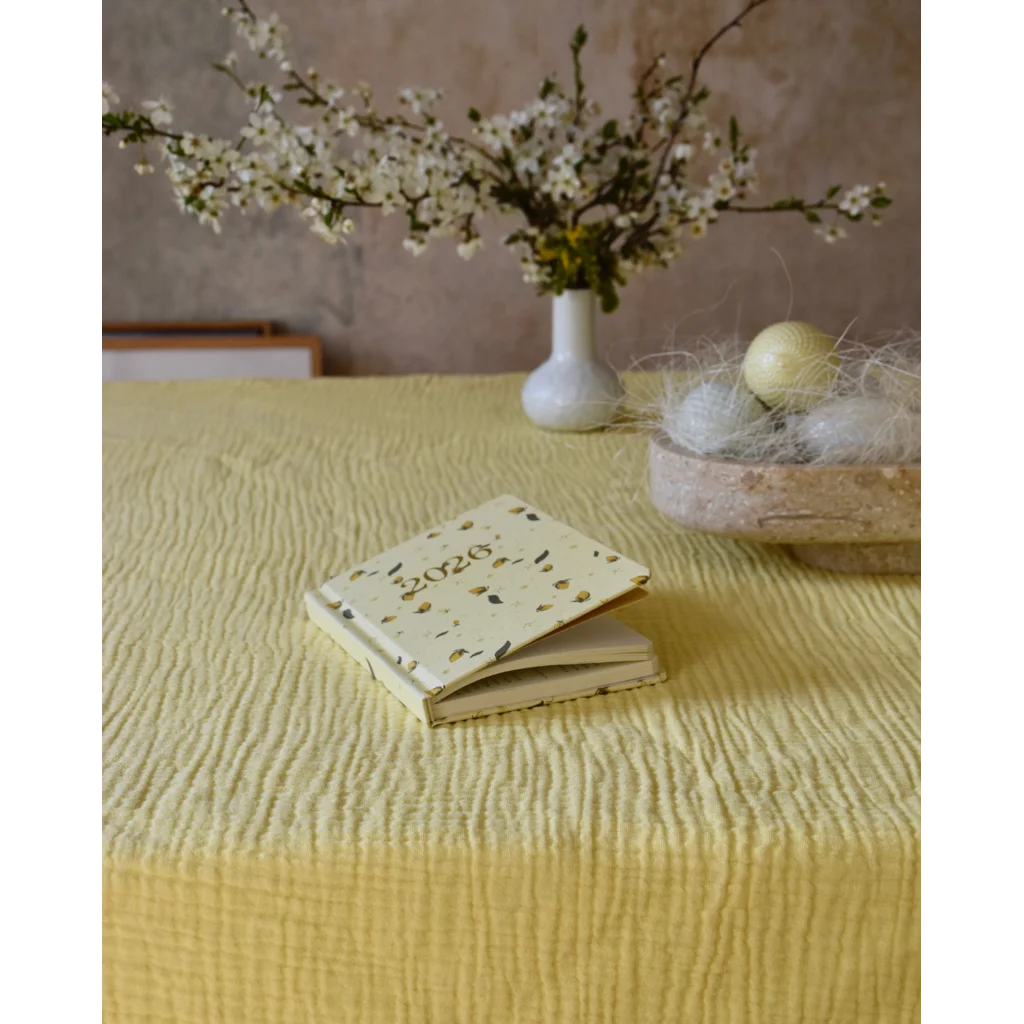 Musselin Tischdecke in Hellgelb Gelb von hutch&putch Größe 135x135 cm