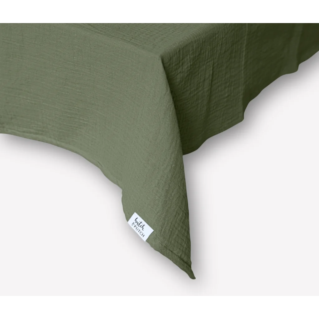Musselin Tischdecke in Olive Grün von hutch&putch Größe 135x220 cm