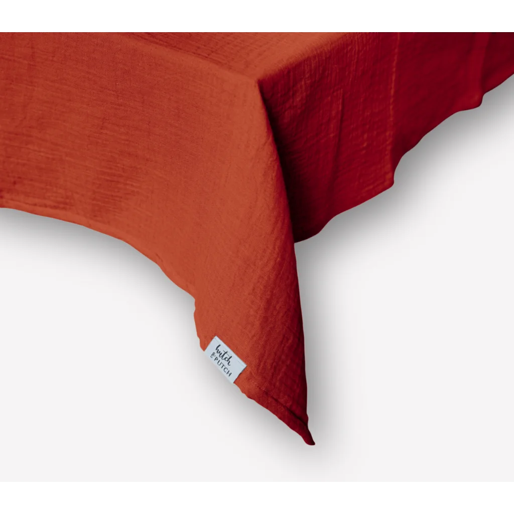 Musselin Tischdecke in Rost Rot von hutch&putch Größe 135x220 cm