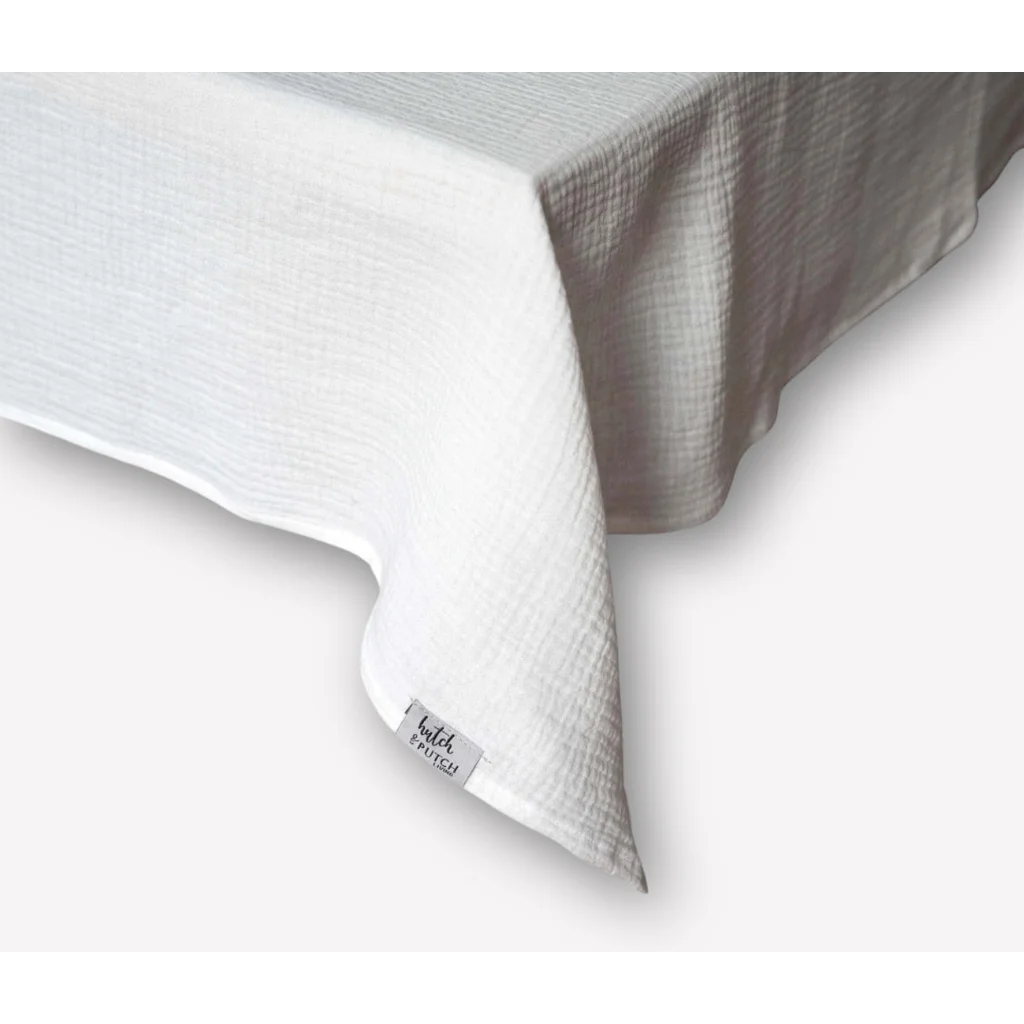 Musselin Tischdecke in Weiß von hutch&putch Größe 135x220 cm
