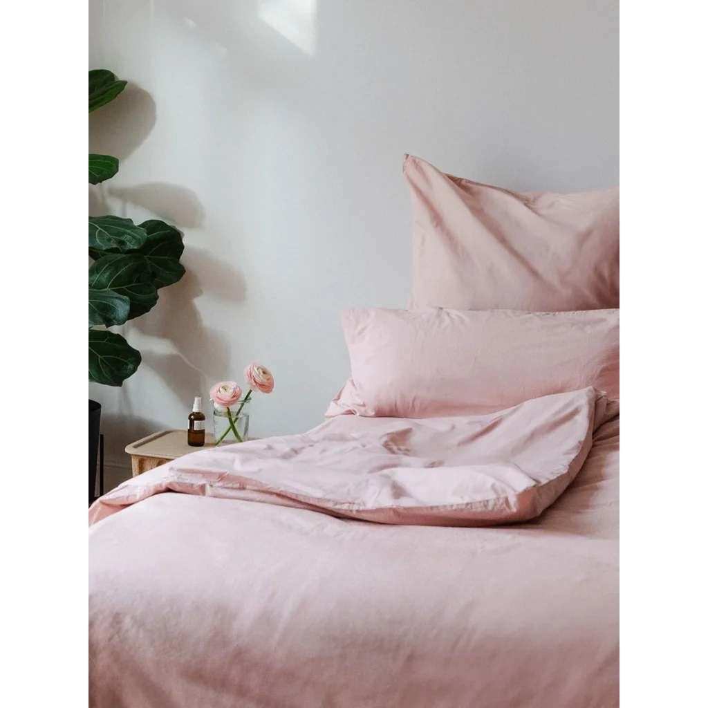 Perkal Bettwäsche Garnitur in Altrosa Rosa von erlich textil Größe 135x200 + 40x80 cm