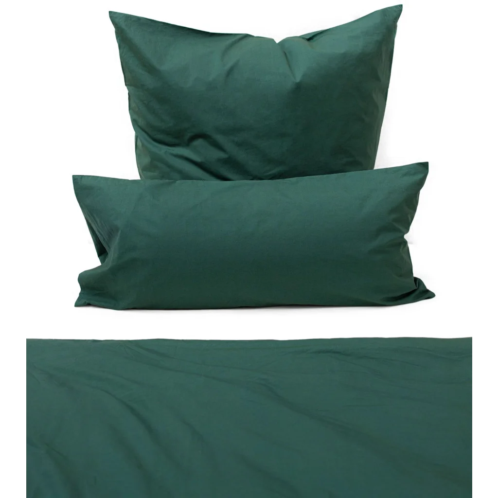 Perkal Bettwäsche Kissenbezug in Waldgrün Grün von erlich textil Größe 40x80 cm