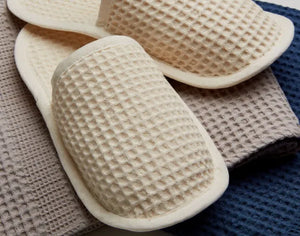 Slipper Waffelpiqué in creme