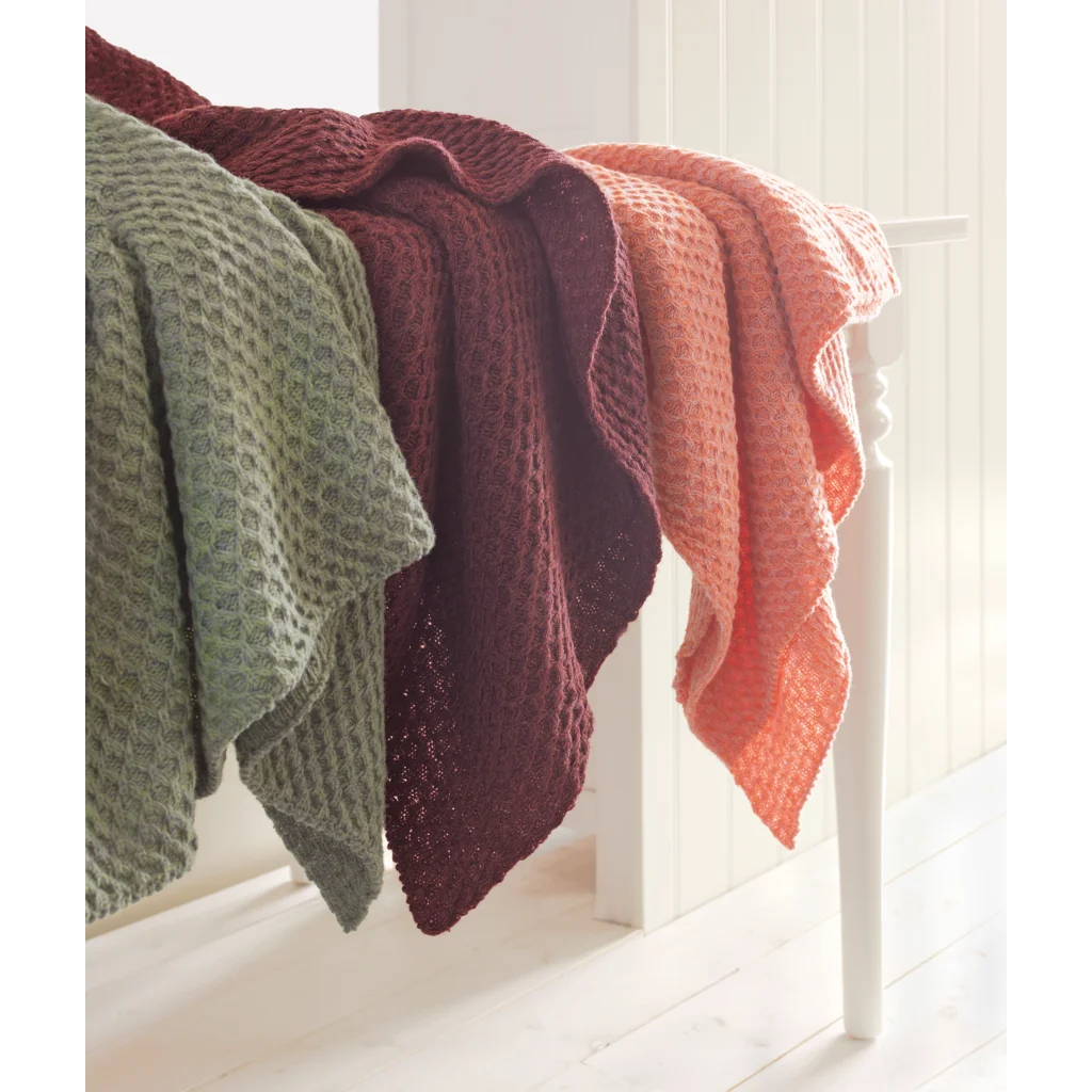 Strick Decke mit Waben-Struktur in Apricot Orange von Eagle Products Größe 150x210 cm