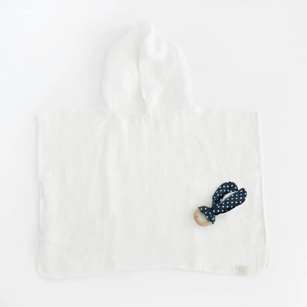 Waffelpiqué Baby-+Kinder-Badeponcho in Weiß von Linen Tales Größe 3-5 Jahre