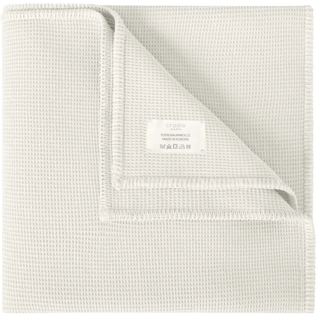 Waffelpiqué Decke in Creme von Cradle Studio Größe 150x210 cm