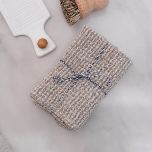 Waffelpiqué Spüllappen 2er-Pack in Beige von Linen Tales Größe 26x26 cm