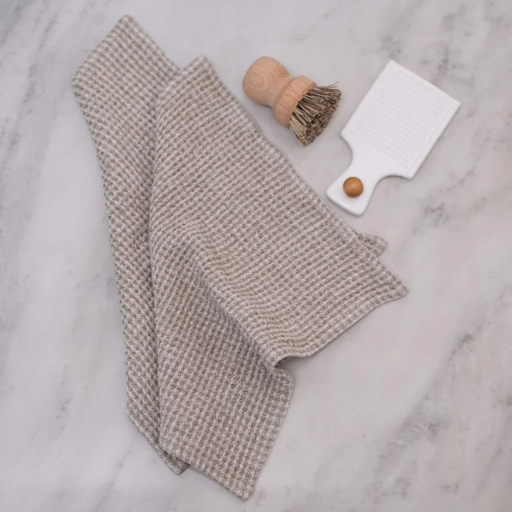 Waffelpiqué Spüllappen 2er-Pack in Beige von Linen Tales Größe 26x26 cm
