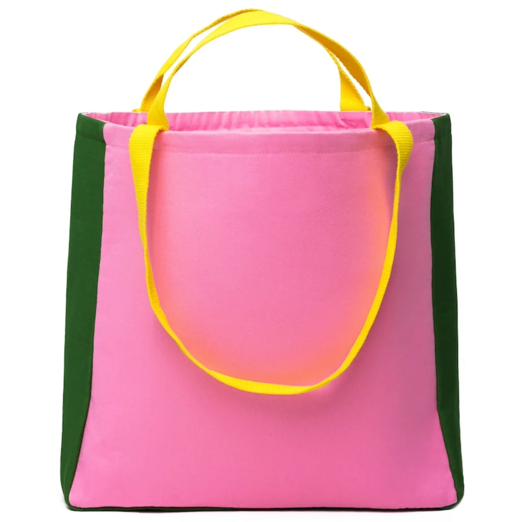 Wendetasche in Gelb+Waldgrün+Pink Gelb+Grün+Pink Muster 3-farbig von Vandla design Größe 40x40x12 cm