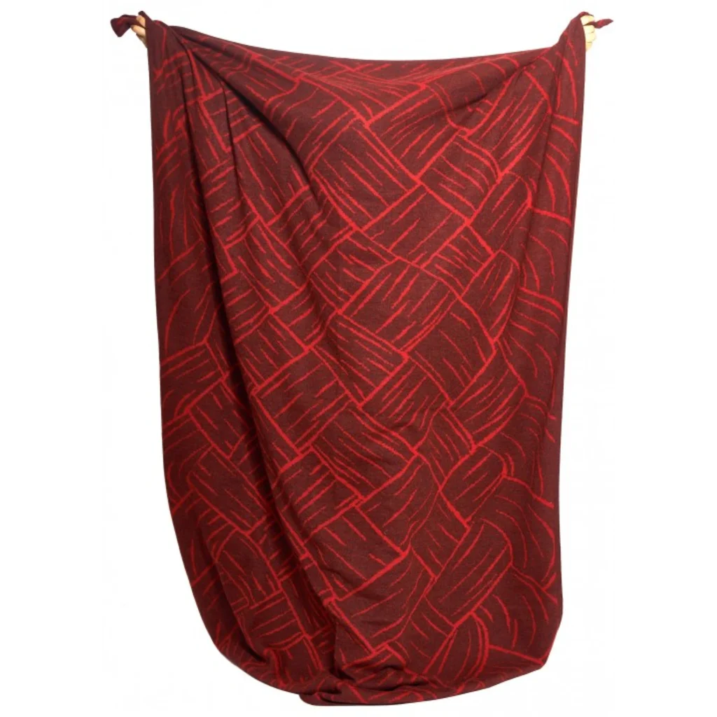 Alpaka Decke JACQUARD in Rot+Bordeaux Rot+Rot Muster Traditionelles Muster von APU KUNTUR Größe 147x200 cm
