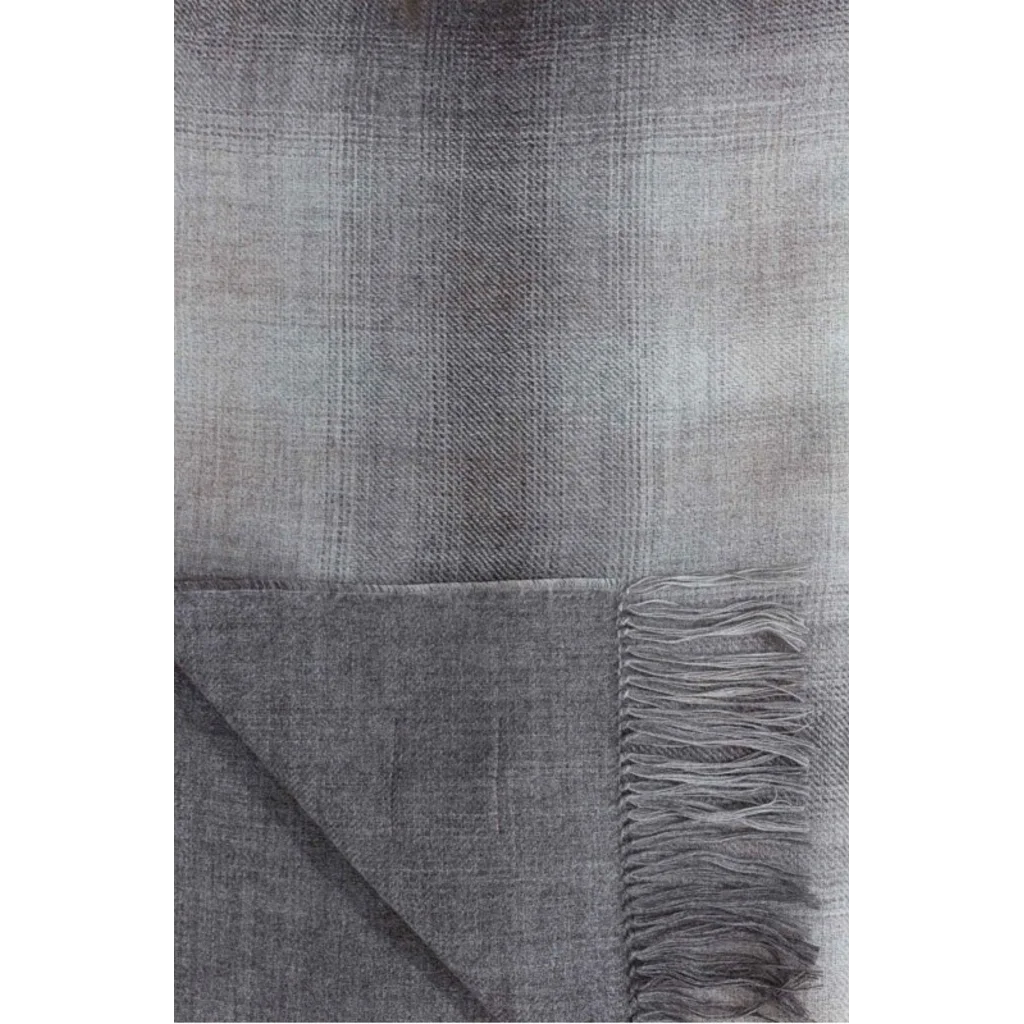 Alpaka Decke UKULELE in Grau Muster Karo-Muster von KUNA Größe 127x180 cm (inkl. Fransen)