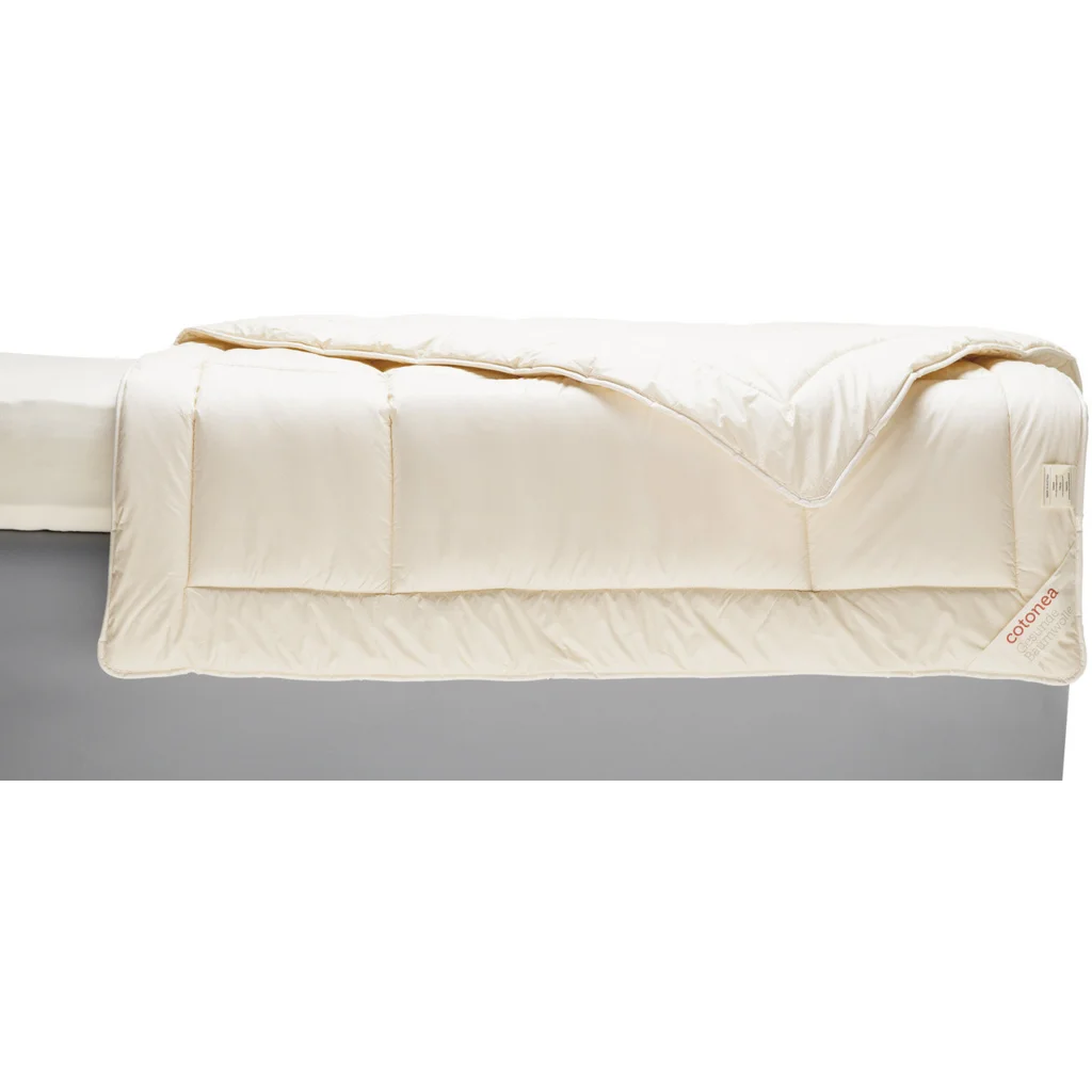 Bio Baby-+Kinder-Sommerbettdecke mit Füllung Schafschurwolle in Creme von Cotonea Größe 100x135 cm