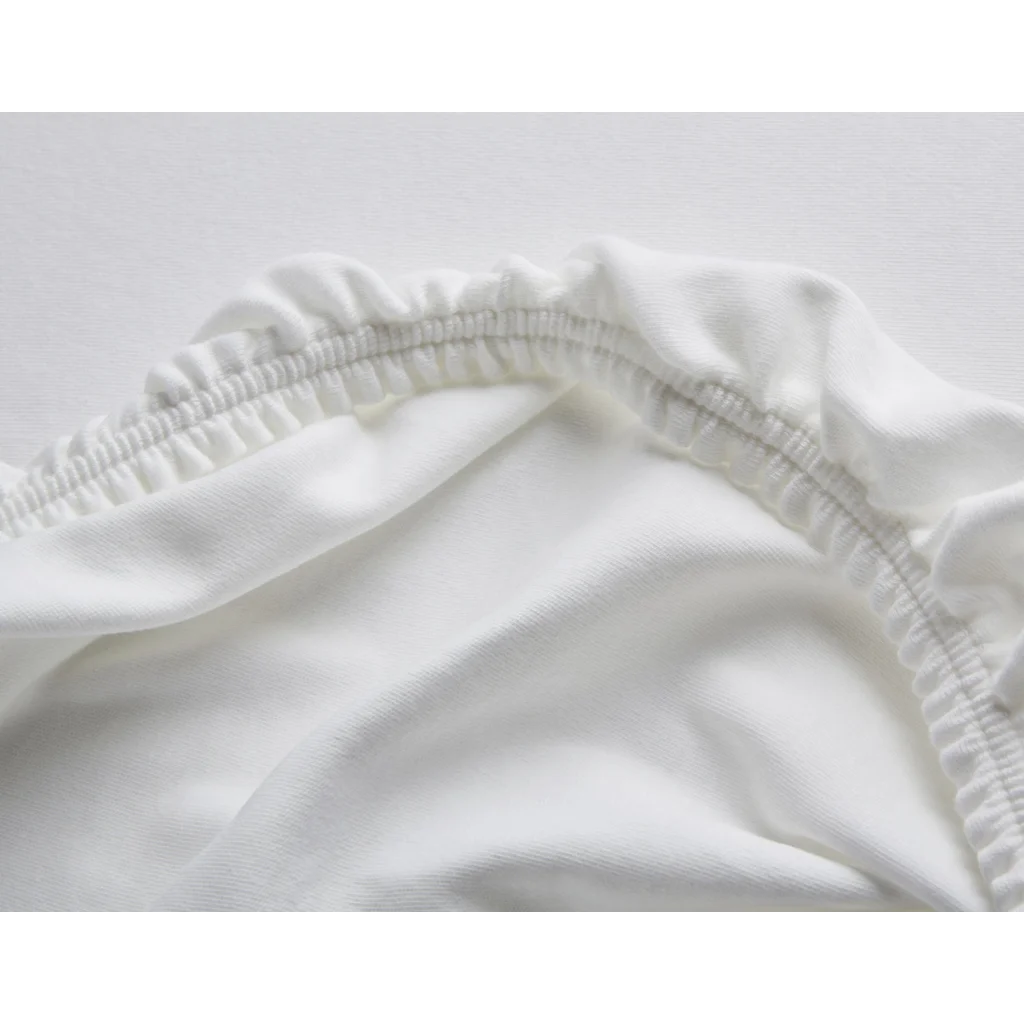 Bio Double-Jersey Spannbettlaken für Matratzen in Standardgröße - Einzelbett in Weiß von Cotonea Größe 90-100 x 190-200 cm