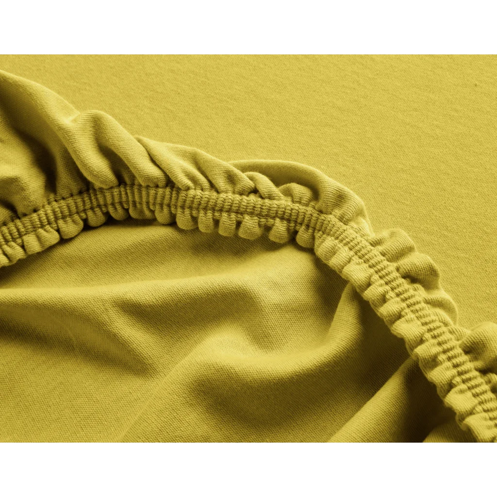 Bio Double-Jersey Spannbettlaken für Matratzen in Übergröße in Curry Gelb von Cotonea Größe 140-160 x 200 cm