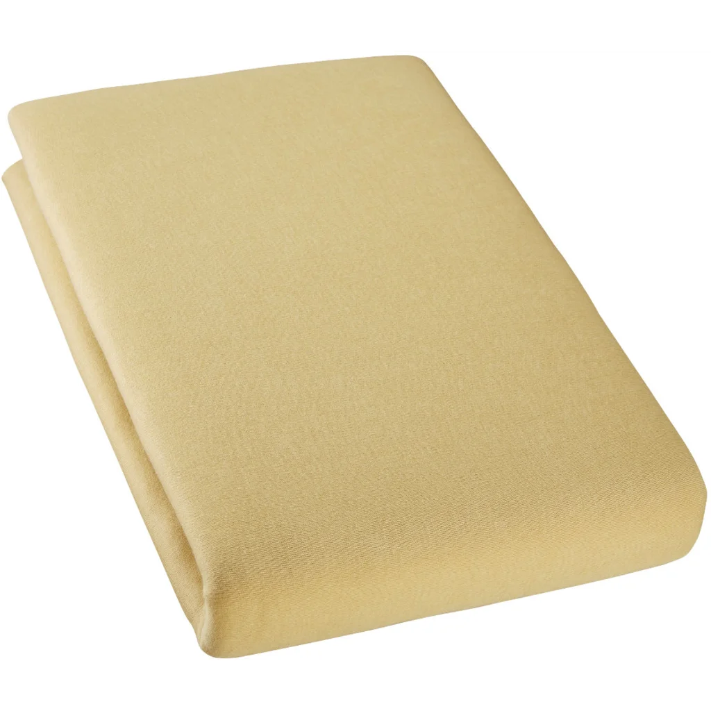 Bio Double-Jersey Spannbettlaken für Matratzen in Übergröße und Überlänge in Biscuit Gelb von Cotonea Größe 140-160 x 220 cm
