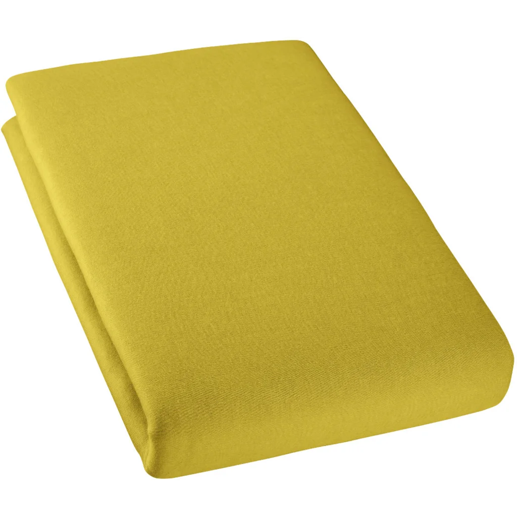 Bio Double-Jersey Spannbettlaken für Matratzen in Übergröße und Überlänge in Curry Gelb von Cotonea Größe 140-160 x 220 cm