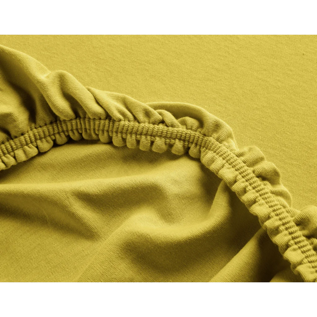 Bio Double-Jersey Spannbettlaken für Matratzen in Übergröße und Überlänge in Curry Gelb von Cotonea Größe 140-160 x 220 cm