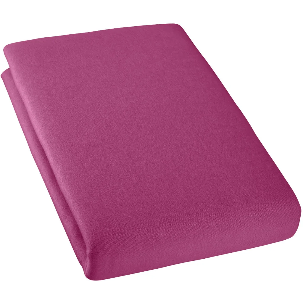 Bio Double-Jersey Spannbettlaken für Matratzen in Übergröße und Überlänge in Sangria Beere von Cotonea Größe 140-160 x 220 cm