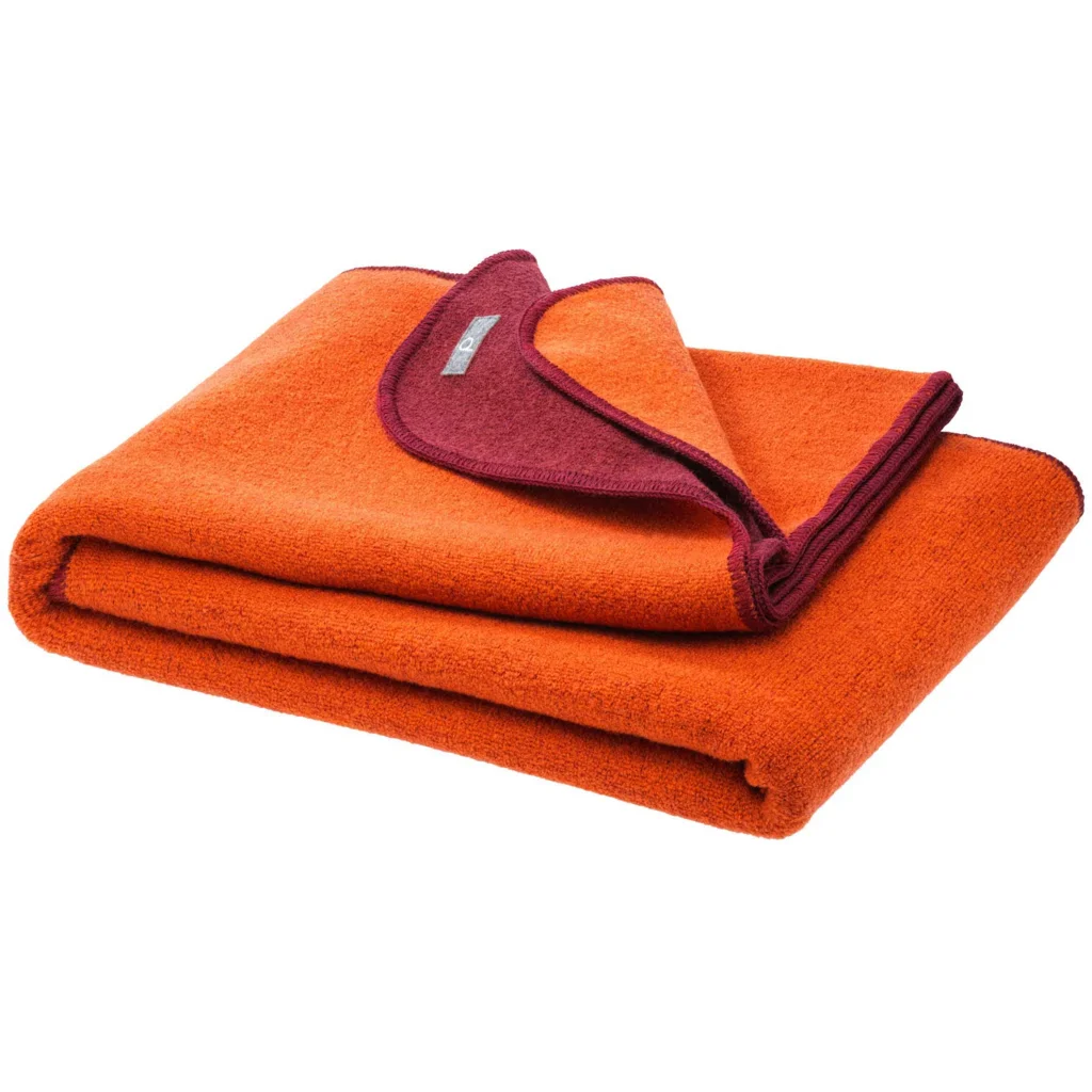 Bio Doubleface Baby-+Kinder-Decke in Orange+Cassis Orange+Beere von disana Größe 100x135 cm