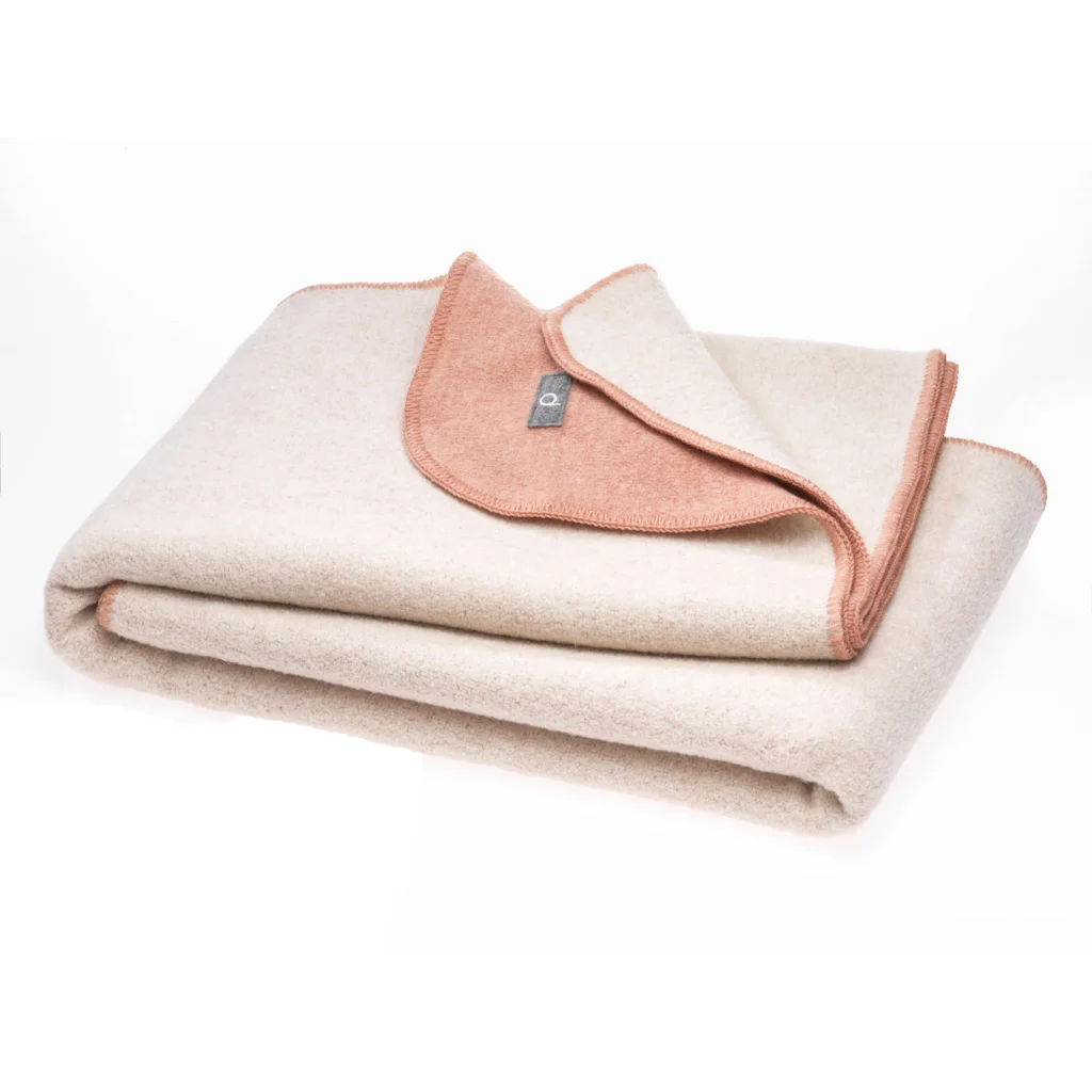 Bio Doubleface Baby-+Kinder-Decke in Rosé+Creme Rosa+Creme von disana Größe 100x135 cm