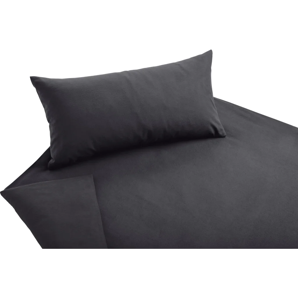 Bio Edel-Biber Kinder-Bettwäsche Classic Garnitur in Anthrazit Grau von Cotonea Größe 135x200 + 80x80 cm