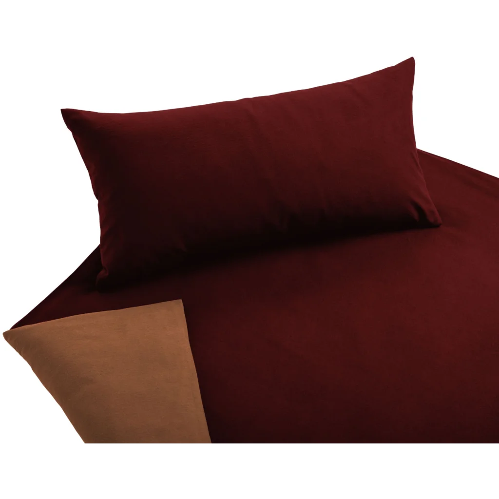 Bio Edel-Biber Wendebettwäsche Garnitur 3-teilig in Dunkelrot+Orange Rot+Orange von Cotonea Größe 200x220 + 2x 40x80 cm
