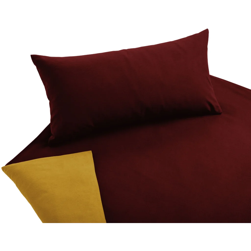 Bio Edel-Biber Wendebettwäsche Kissenbezug in Dunkelrot+Safran Rot+Gelb von Cotonea Größe 40x60 cm