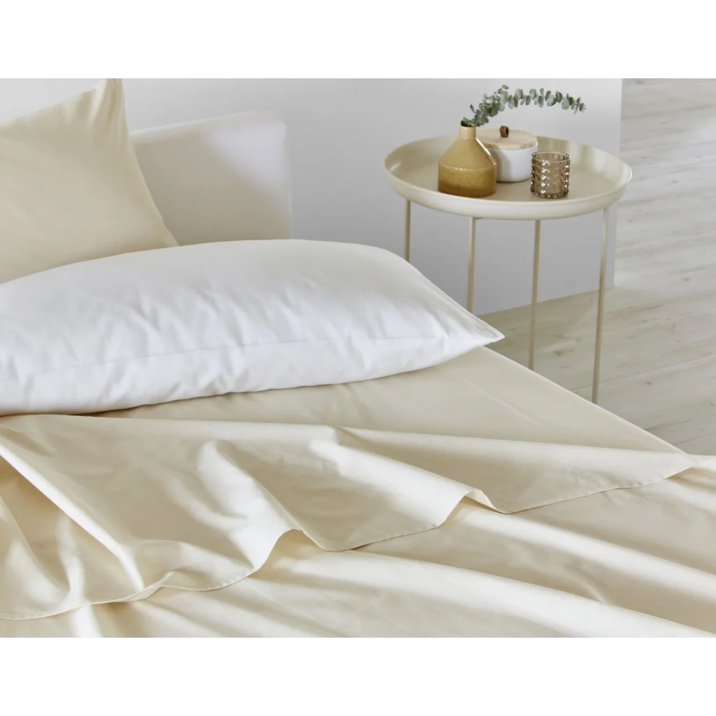 Bio Edel-Linon Bettlaken in Creme von Cotonea Größe 178x254 cm