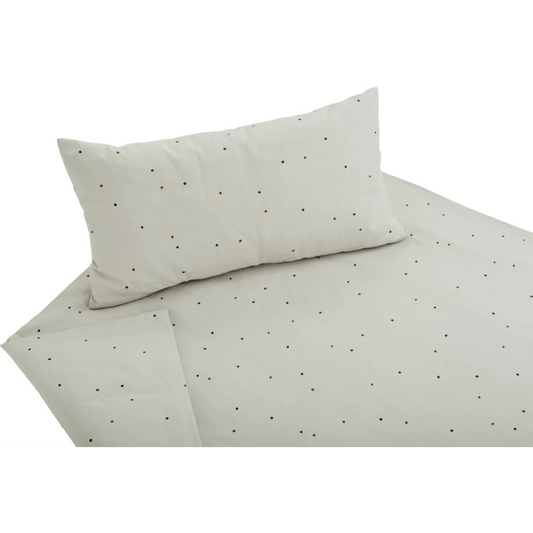 Bio Edel-Linon Bettwäsche Dancing Dots Garnitur in Leinen Beige Muster Dancing Dots von Cotonea Größe 135x200 + 80x80 cm