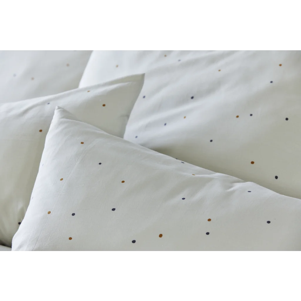Bio Edel-Linon Bettwäsche Dancing Dots Garnitur in Leinen Beige Muster Dancing Dots von Cotonea Größe 135x200 + 80x80 cm