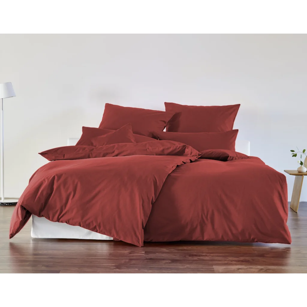 Bio Edel-Linon Bettwäsche Garnitur in Rot von Cotonea Größe 135x200 + 80x80 cm