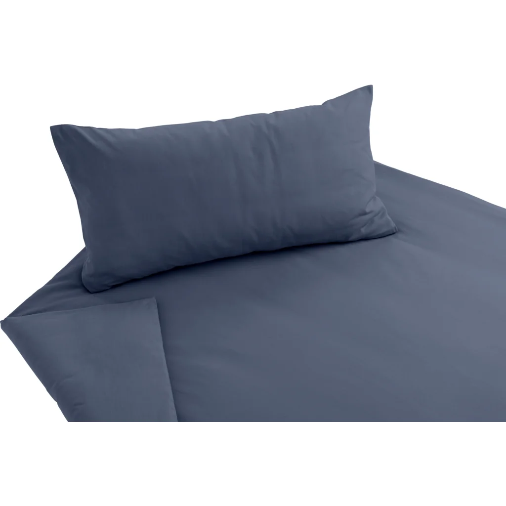 Bio Feinsatin Bettwäsche Premium Garnitur in Steinblau Blau von Cotonea Größe 155x220 + 80x80 cm