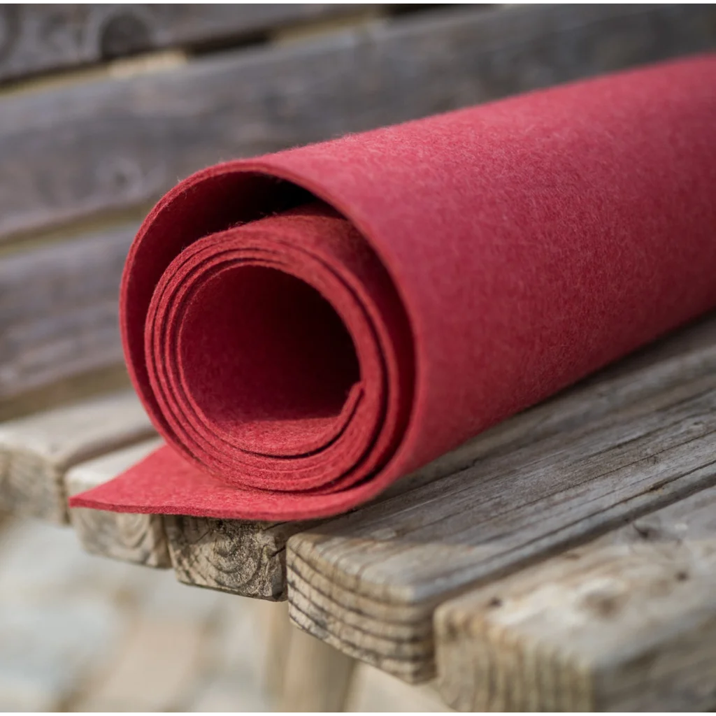 Bio Filz Matte in Bordeaux Rot von disana Größe 70x200 cm