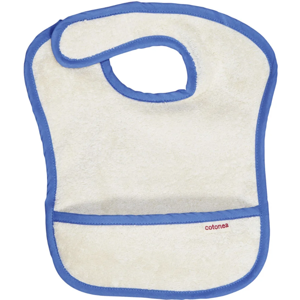 Bio Frottier Baby-Lätzchen in Creme+Blau Creme von Cotonea Größe 35x25 cm