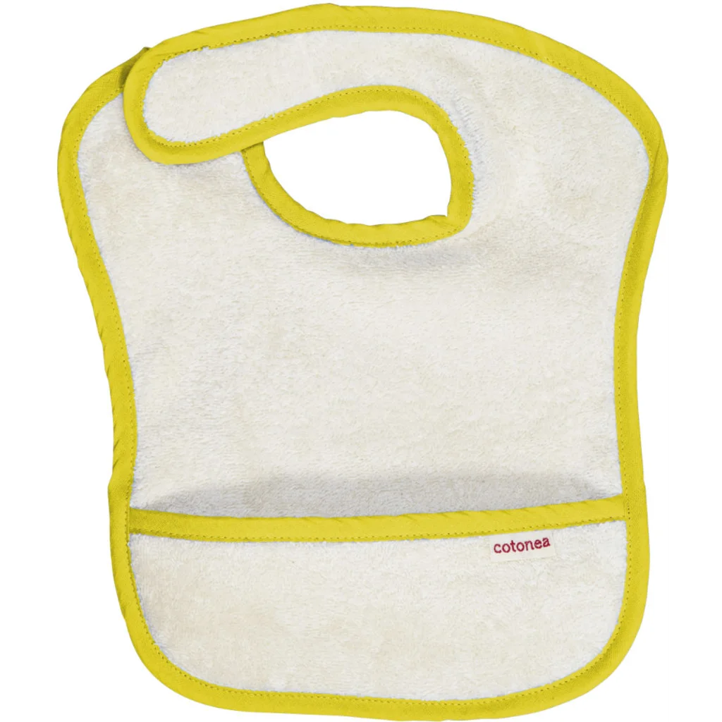 Bio Frottier Baby-Lätzchen in Creme+Gelb Creme von Cotonea Größe 35x25 cm
