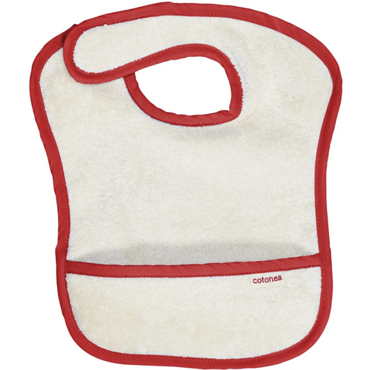 Bio Frottier Baby-Lätzchen in Creme+Rot Creme von Cotonea Größe 35x25 cm