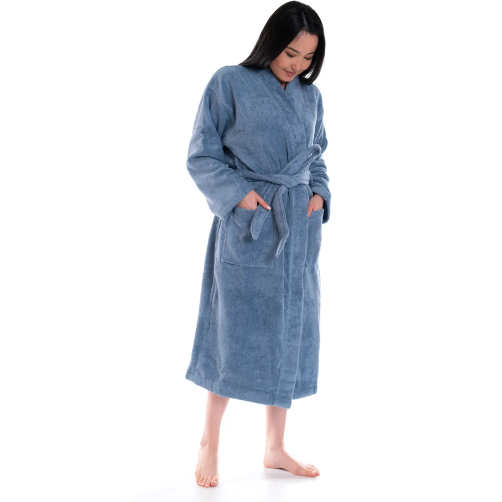 Bio Frottier Bademantel in Denimblau Blau von Ege Organics Größe XXL