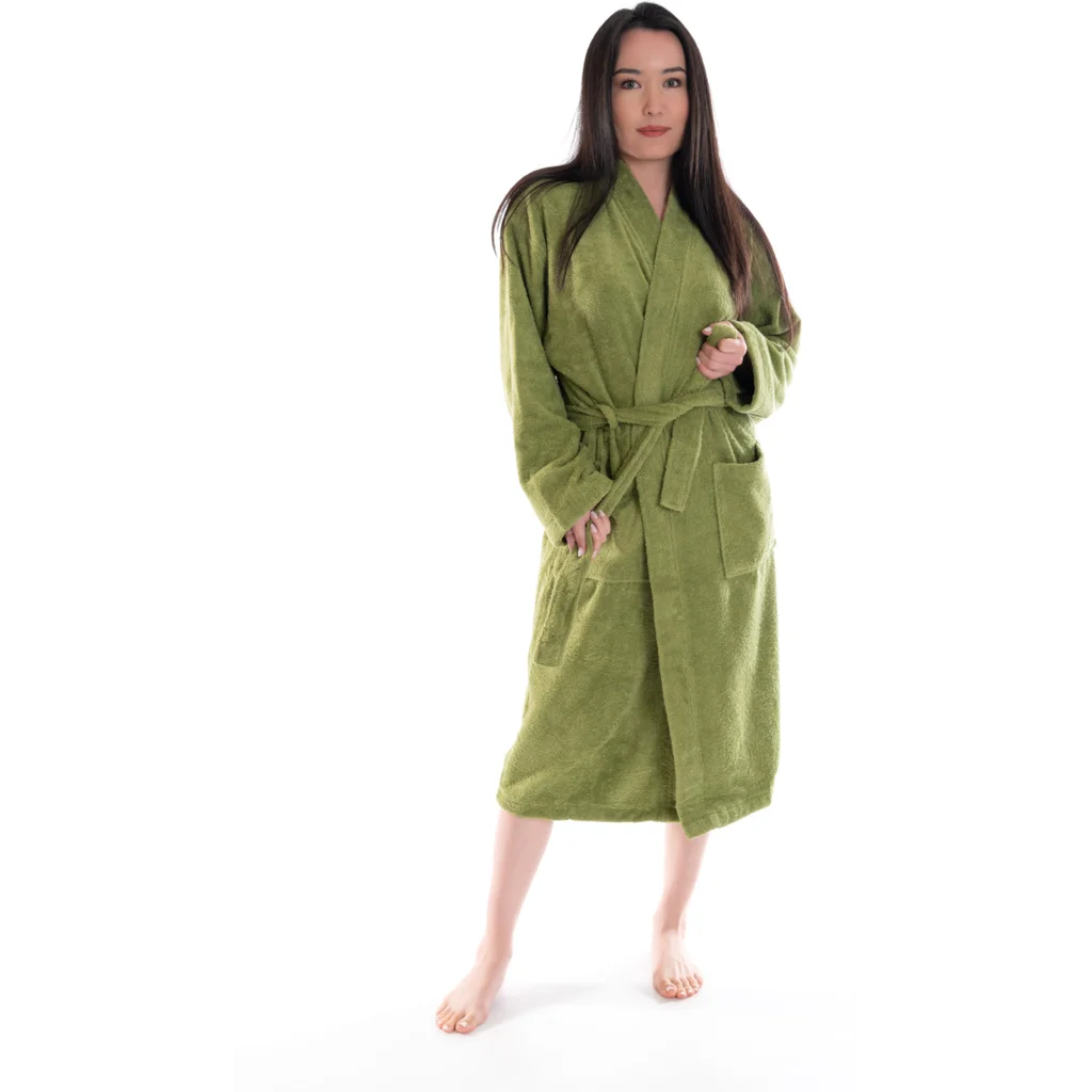 Bio Frottier Bademantel in Olivgrün Grün von Ege Organics Größe L+XL