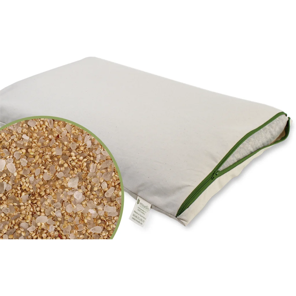 Bio Kissen mit Füllung Hirseschalen & Kristallsalz in Creme von mudis Größe 40x80 cm